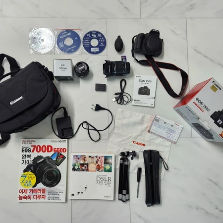 캐논 EOS 750d + 기본렌즈 (18-55) + 단렌즈 (50mm f1.8) + 가방 + 기타등등 이미지 1
