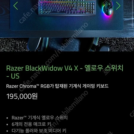 RAZER BLACKWIDOW V4    팔아용