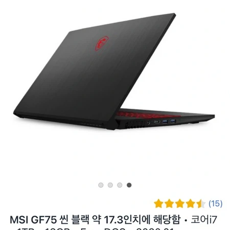 Msi 17.3인치 게이밍노트북 (2021년 구매)