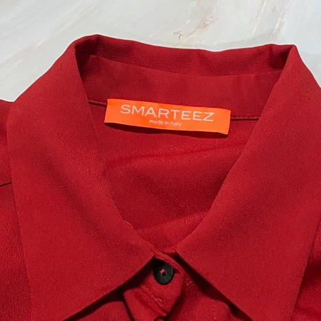 🇮🇹 made in italy 스마티즈 SMARTEEZ 여성 커프스 실크 블라우스 레드