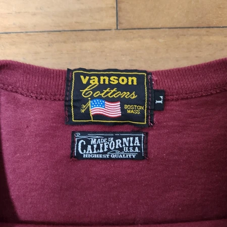 vanson 밴슨 롱슬리브 긴팔티셔츠 버건디[Large, made in usa]