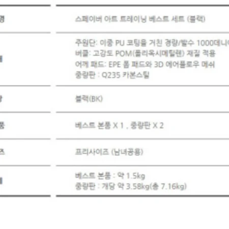 택티컬 중량조끼 (총 중량7.5kg) 크로스핏