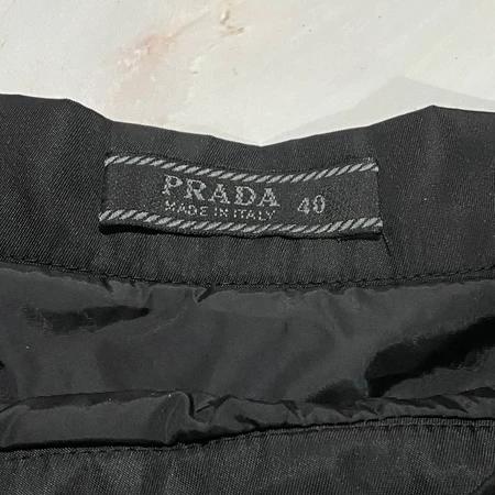 PRADA 프라다 A라인 미디롱 스커트 햅번 핀턱 주름 블랙 40